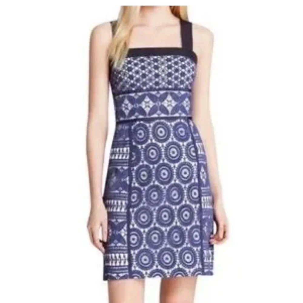 Tory Burch Navy Geometric Mini Dress - Picture 1 of 16